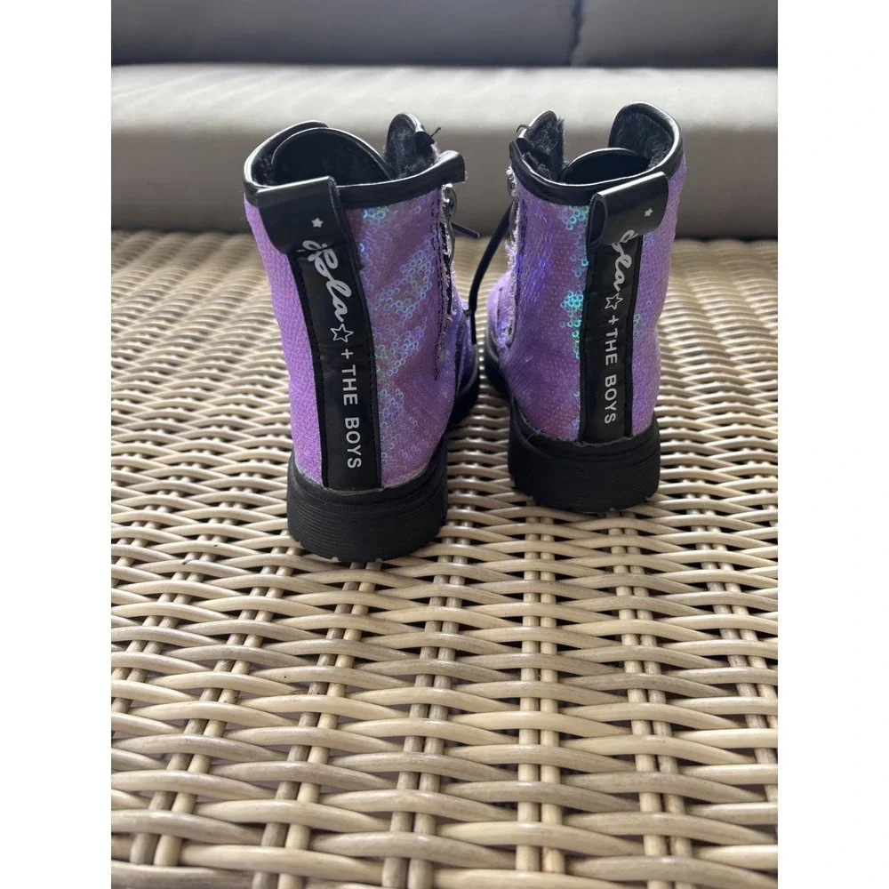 Lola + The Boys Like New Lavender‎ Sequin Combat Boots EU 32/US 1 swiftie